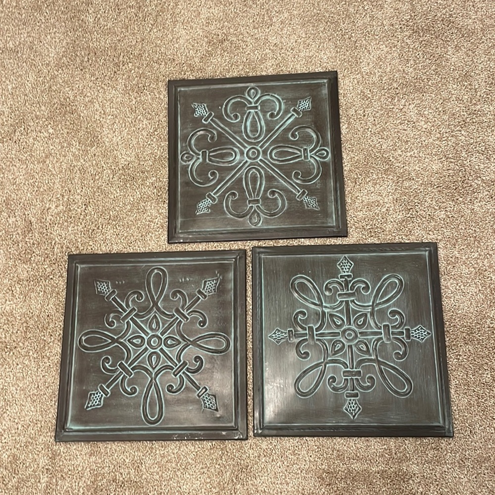 Southern Living At Home Patina Wall Tiles.  Set of 3.